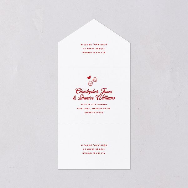 Hand Drawn Las Vegas Hearts All-in-One Wedding Invitations Ruby Signature Light Both Recipient and Return Addresses No