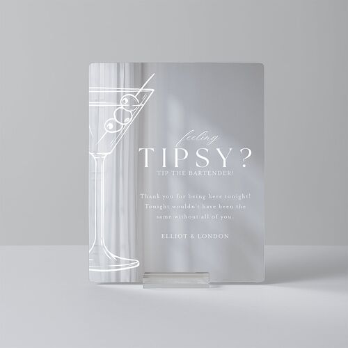 Timeless Typography Mirrored Acrylic Bar Tabletop Sign X-small Pure White Standard Mirrored Acrylic XS Tabletop Bar