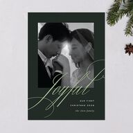 Classic Joyful Greeting Holiday Cards Hunter Green Signature Blank Standard
