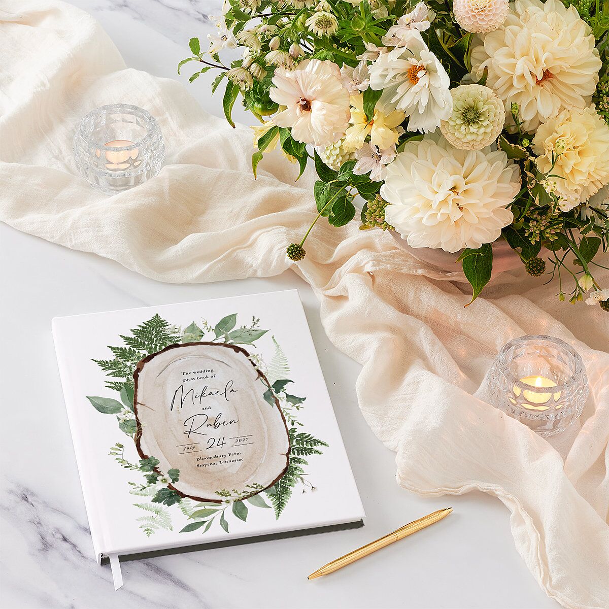 Fairytale Woodgrain Slab Guest Books Pure White