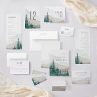 Painted Mountains Wedding Invitations Eucalyptus Signature Blank No Standard