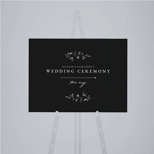Timeless Floral Standard Direction Sign Medium Charcoal Standard Indoor Foam Core M Direction