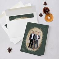 Ring in the New Year Holiday Cards Gold Dark Emerald Signature Blank Standard Portrait