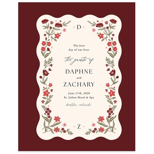 Flora Garden Border Guest Books Merlot