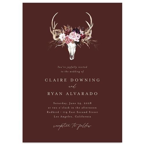 Gothic Antlers Wedding Invitations Chocolate Signature Blank No Standard