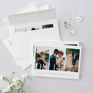 Triptych Photo Save the Date Cards Pure White Signature smooth Blank No Standard