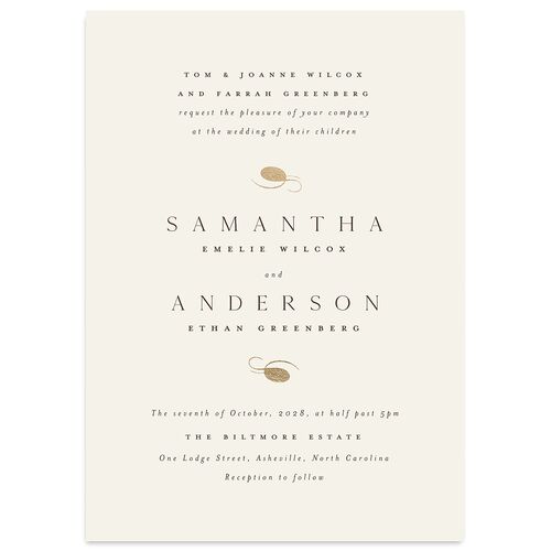 Flourishing Love Wedding Invitations Gold Sepia Signature Blank No Standard