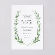 Greenery Laurel Rehearsal Dinner Invitations Pure White Signature Blank Standard