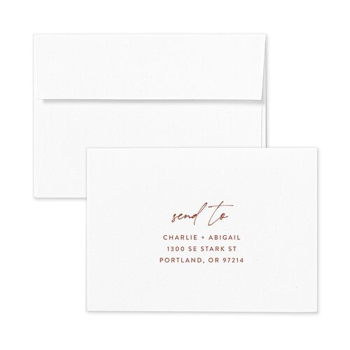 Modern Gallery Response Card Envelopes White Copper Return Address Signature Standard