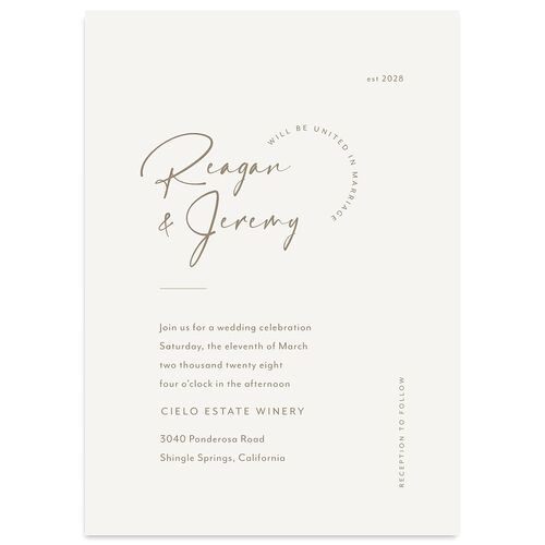 Modern Arc Wedding Invitations Fawn Signature Blank No Standard