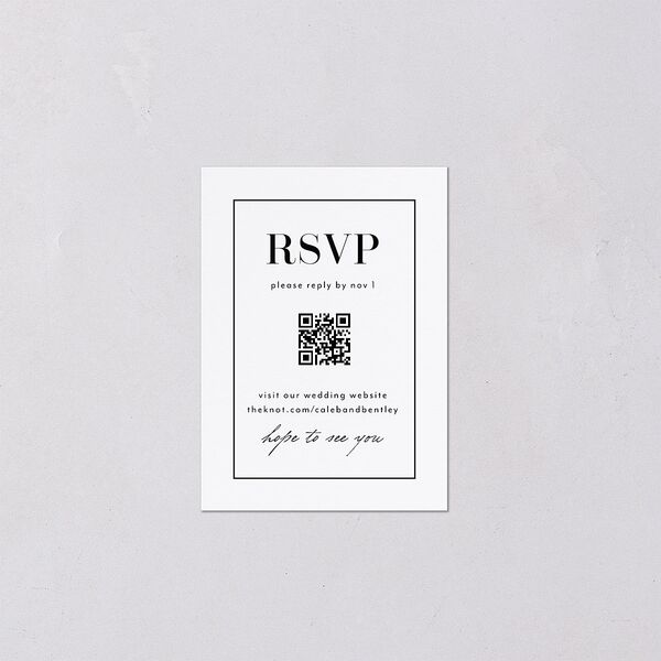 Classic Border QR Code RSVP Cards Pure White Signature Standard