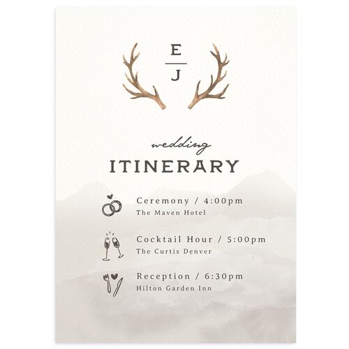 Antler Monogram Mountain Wedding Enclosure Cards Moody Blue Signature Standard