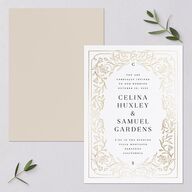 Floral Opulence Foil Wedding Invitations Gold Pure White Signature Blank No Standard