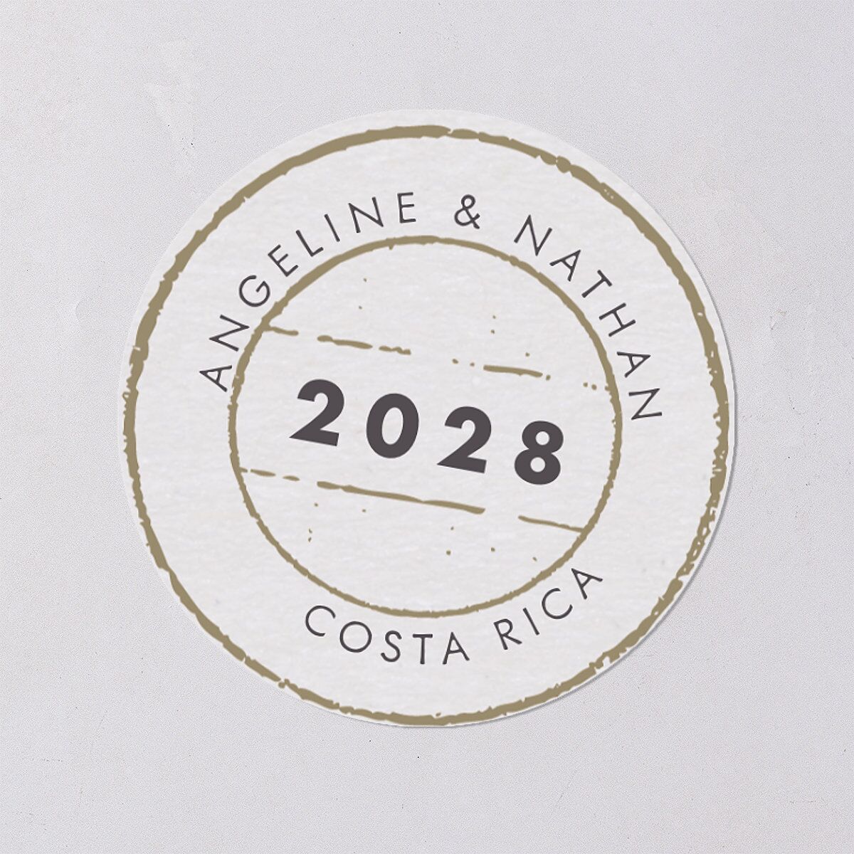 Vintage Boarding Pass Travel Ticket Wedding Stickers Slate Circle