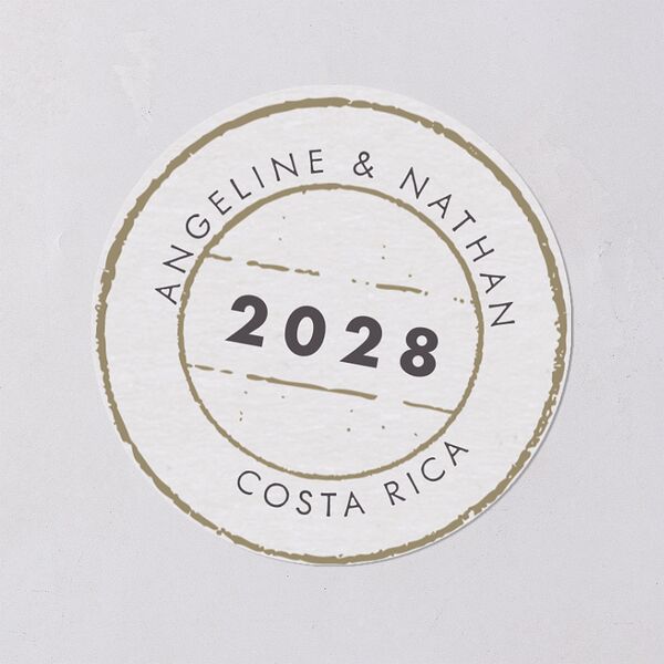 Vintage Boarding Pass Travel Ticket Wedding Stickers Slate Circle