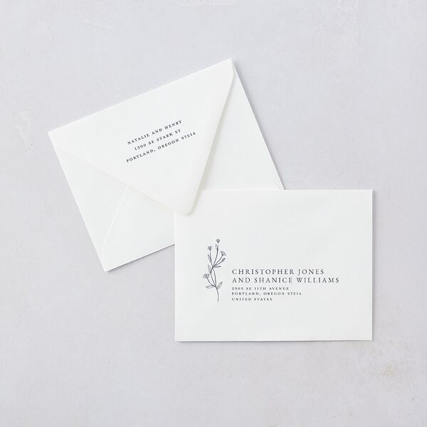 Natural Monogram Save the Date Magnet Euro Envelopes White Midnight Navy Both Recipient and Return Addresses Luxe Signature