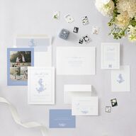 Coastal Oysters and Anchors Save the Date Cards Sea Blue Signature smooth Blank No Standard