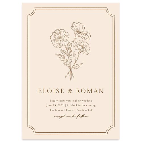 Vintage Botanical Sketch Wedding Invitations Saddle Signature Blank No Standard