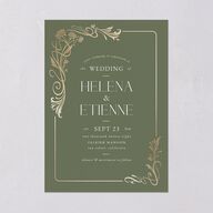 Nouveau Frame Wedding Invitations Gold Dark Camo Signature Blank No