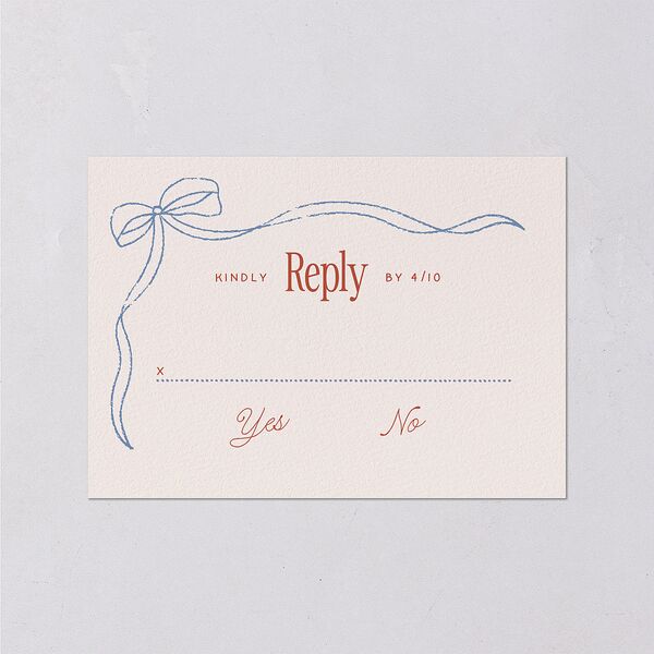 Modern Delicate Bows Wedding Response Cards Jewel Red Signature Standard