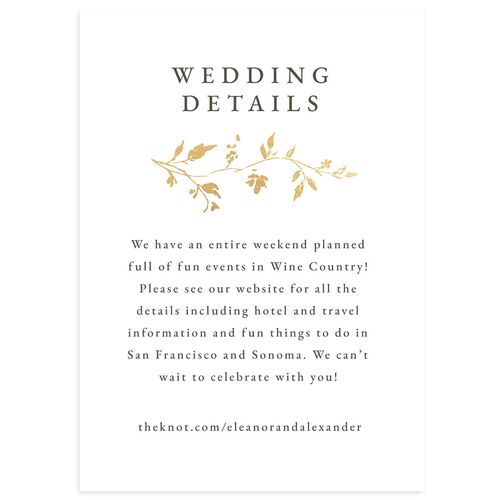 Timeless Floral Foil Wedding Event Detail Cards Gold Thyme Signature Standard