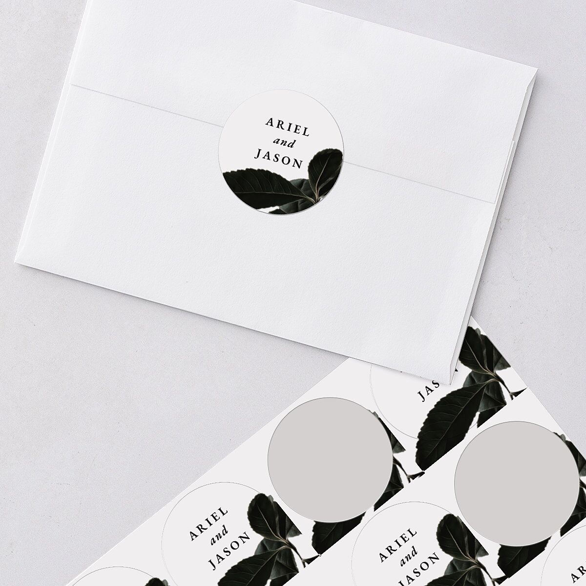Modern Rose Wedding Stickers Sapphire Circle