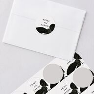Modern Rose Wedding Stickers Sapphire Circle