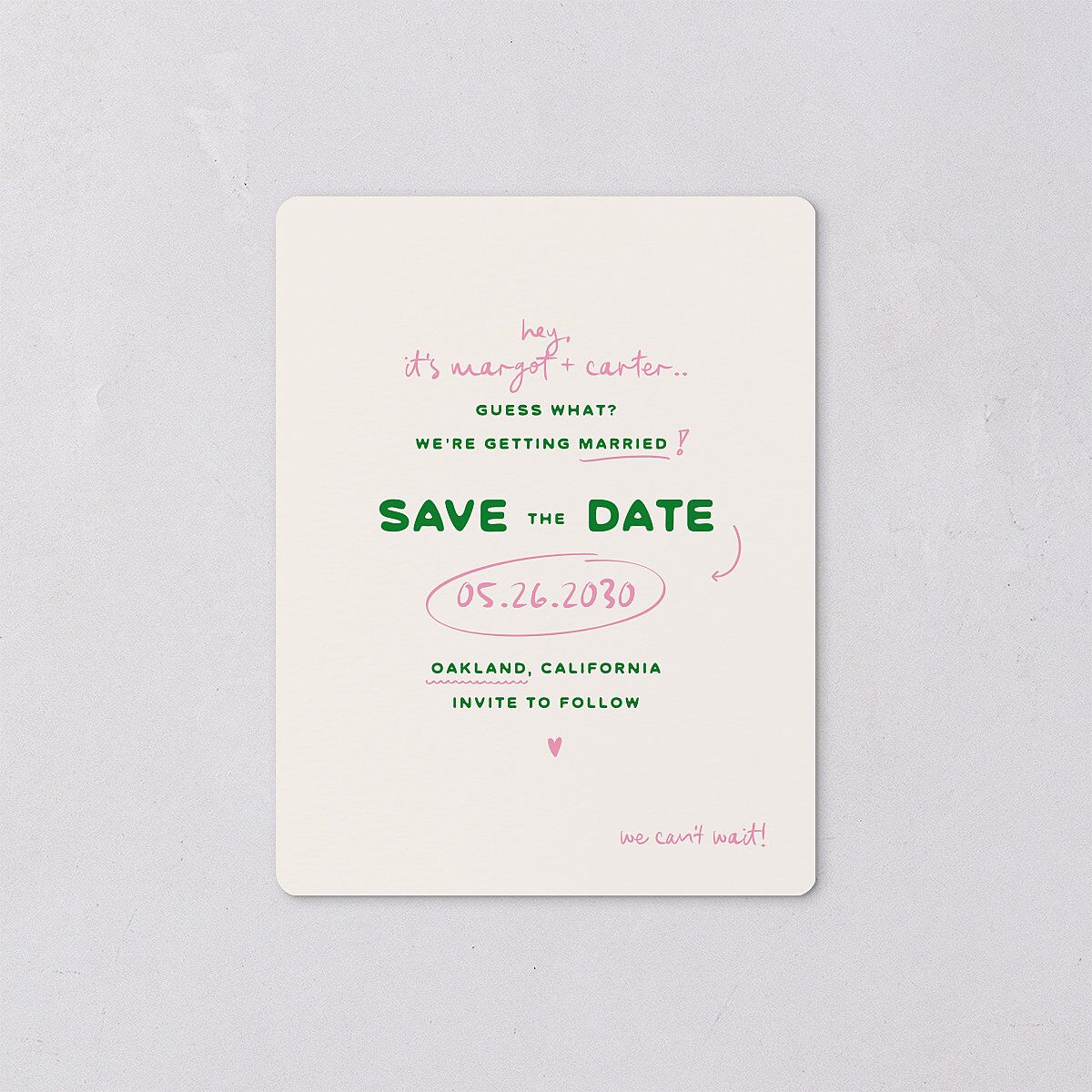 Whimsically Retro Handwritten Note Save The Date Magnets Kelly Green Magnet Paper