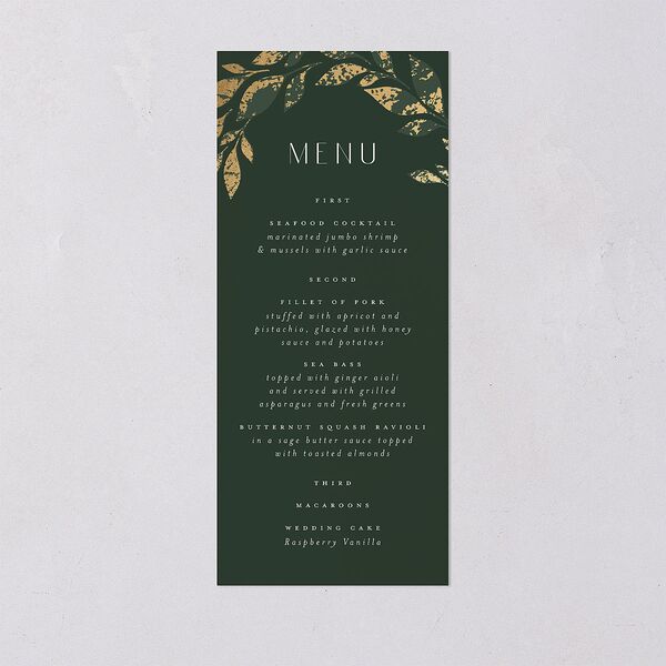 Gilded Leaves Menus Gold Hunter Green Signature