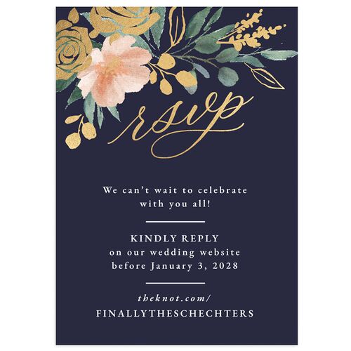 Exquisite Garden Wedding Response Cards Gold Navy Signature Standard
