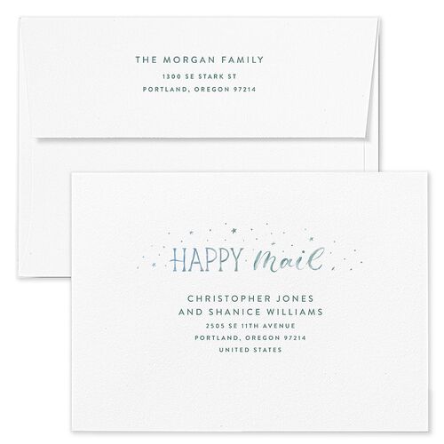 Handwritten Holiday Holiday Card Envelopes White Regency Blue Both Recipient and Return Addresses Standard Signature