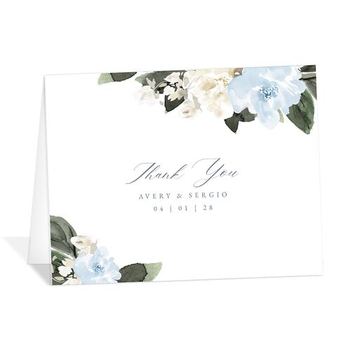 Floral Accent Thank You Cards Dusty Blue