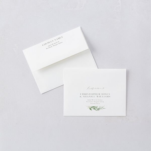 Greenery Laurel Thank You Card Envelopes Thyme Standard White Both Recipient and Return Addresses Signature