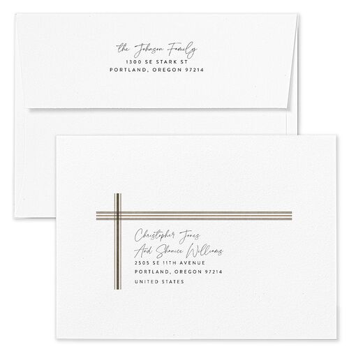 Plaid Window Holiday Card Envelopes Blue Falcon Both Recipient and Return Addresses Standard Signature