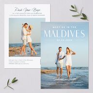 Destination Photo Poster Wedding Invitations Dusty Blue Signature Blank No Standard