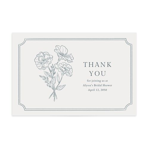 Fresh off the Market Garden Vintage Botanical Sketch Bridal Shower Thank You Postcards Dusty Blue