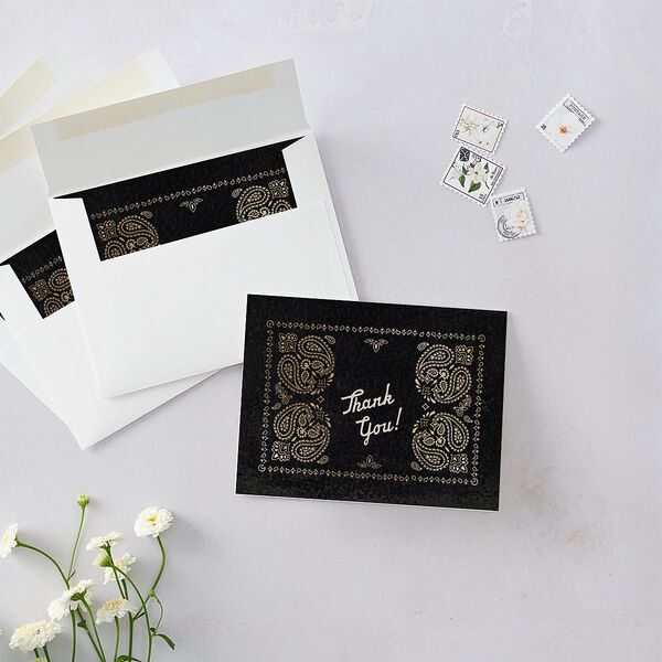 Classic Western Foil Thank You Cards Midnight Gold