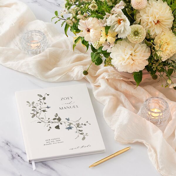 Curved Garland Wedding Guest Book Champagne