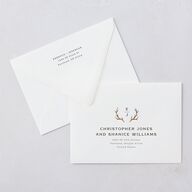Antler Monogram Mountain Wedding Invitation Euro Envelopes Forest White Both Recipient and Return Addresses Luxe Signature