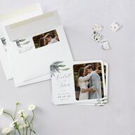 Muted Floral Save The Date Magnets Dusty Blue Magnet Paper