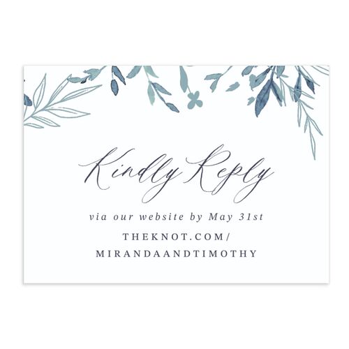 Elegant Greenery Watercolor QR Code RSVP Cards Ice Blue Signature Standard