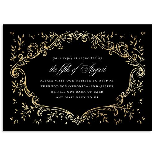 Formal Opulent Frame Foil Wedding Response Cards Midnight Gold Signature Standard