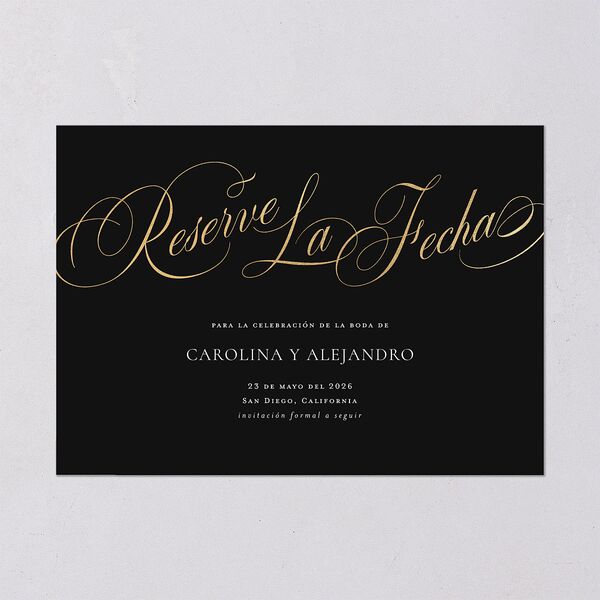 Nuestra Boda Save The Date Cards Gold Charcoal Signature smooth Blank No Standard