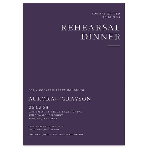 Bohemian Arch Rehearsal Dinner Invitations Plum Signature Blank Standard