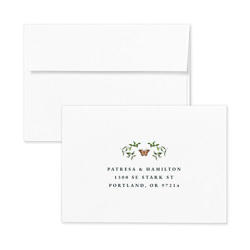 Opulent Garden Response Card Envelopes White Dark Emerald Return Address Signature Standard