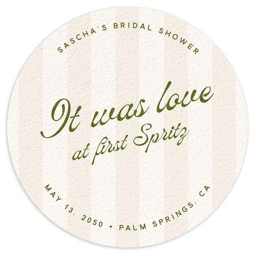 Cabana Stripes Bridal Shower Wedding Day Coasters Olive Cardboard Circle