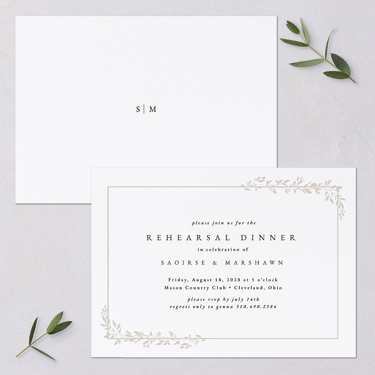 Dainty Frame Rehearsal Dinner Invitations Pure White Signature Blank