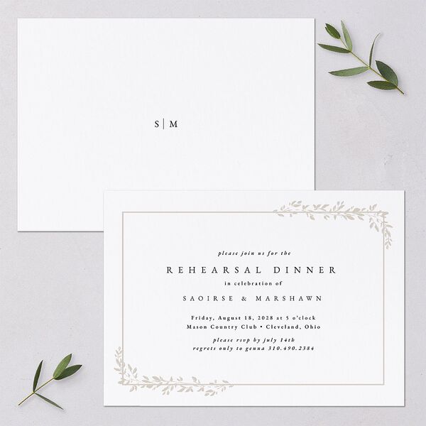 Dainty Frame Rehearsal Dinner Invitations Pure White Signature Blank