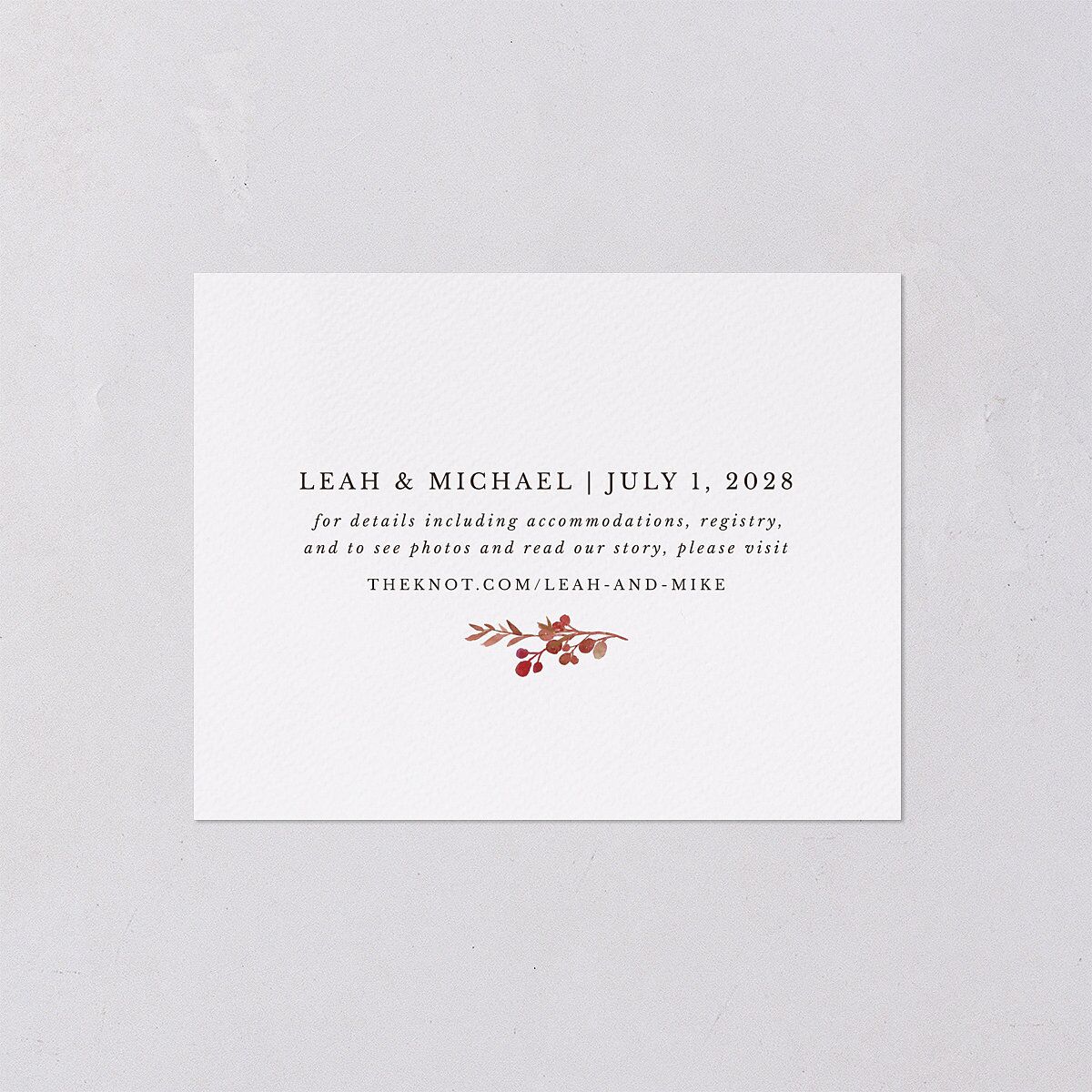 Leafy Monogram Hoop Save the Date Petite Cards Pure White Signature smooth Blank No Standard
