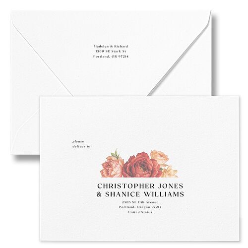Vintage Awkward Photo Save The Date Card Euro Envelopes White Barely Peach Both Recipient and Return Addresses Luxe Signature